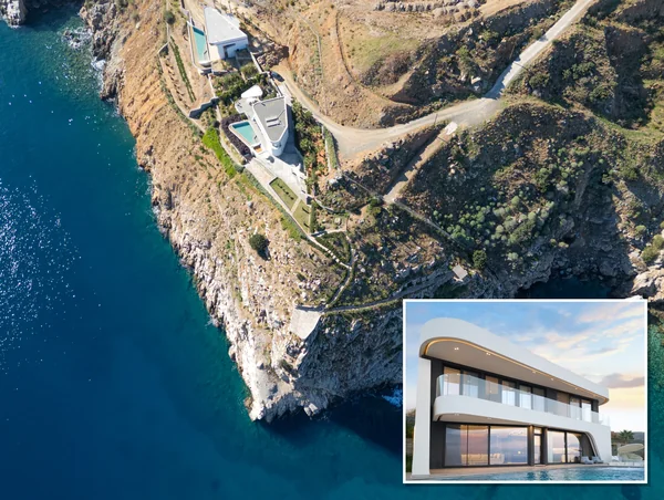 Meltemi Villa estate aerial view with private cove — Heraklion Crete